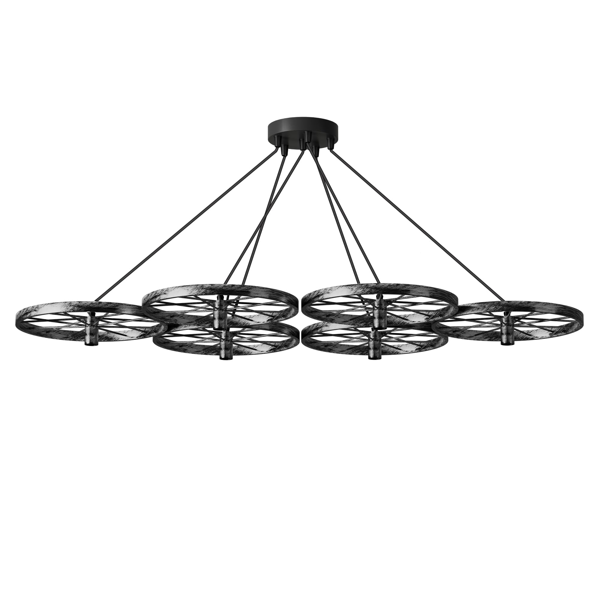 Industrial Vintage Rustic Metal 6-Light Cluster Chandelier Ceiling Fixture