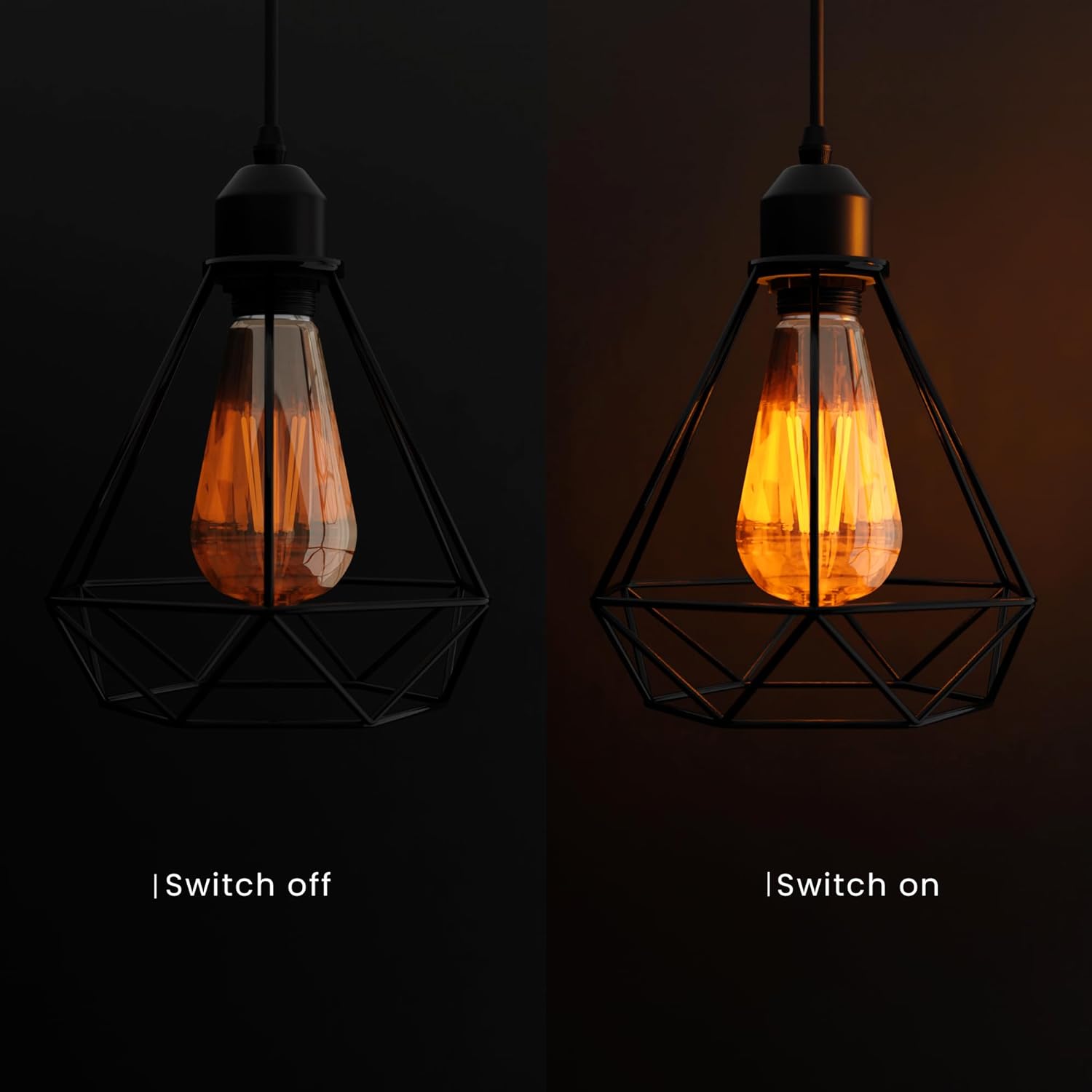 Black Industrial 3-Light Cage Pendant Ceiling Fixture - Adjustable Vintage Style Home Lighting