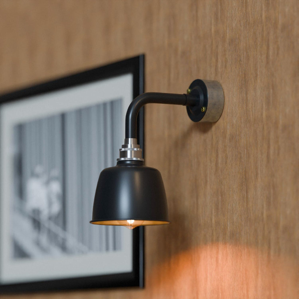 Industrial Black Metal Conduit Wall Light, Swivel Neck, E27 Base