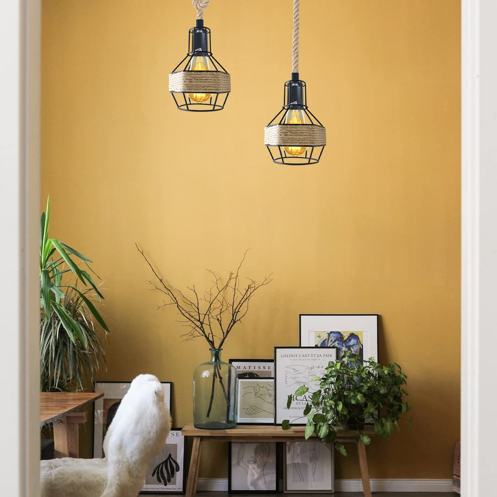 Ceiling Pendant Light Metal Hemp Rope Style ~6203