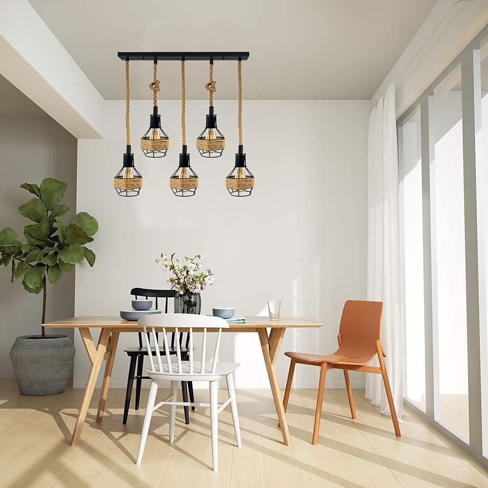 Ceiling Pendant Light Metal Hemp Rope Style ~6203