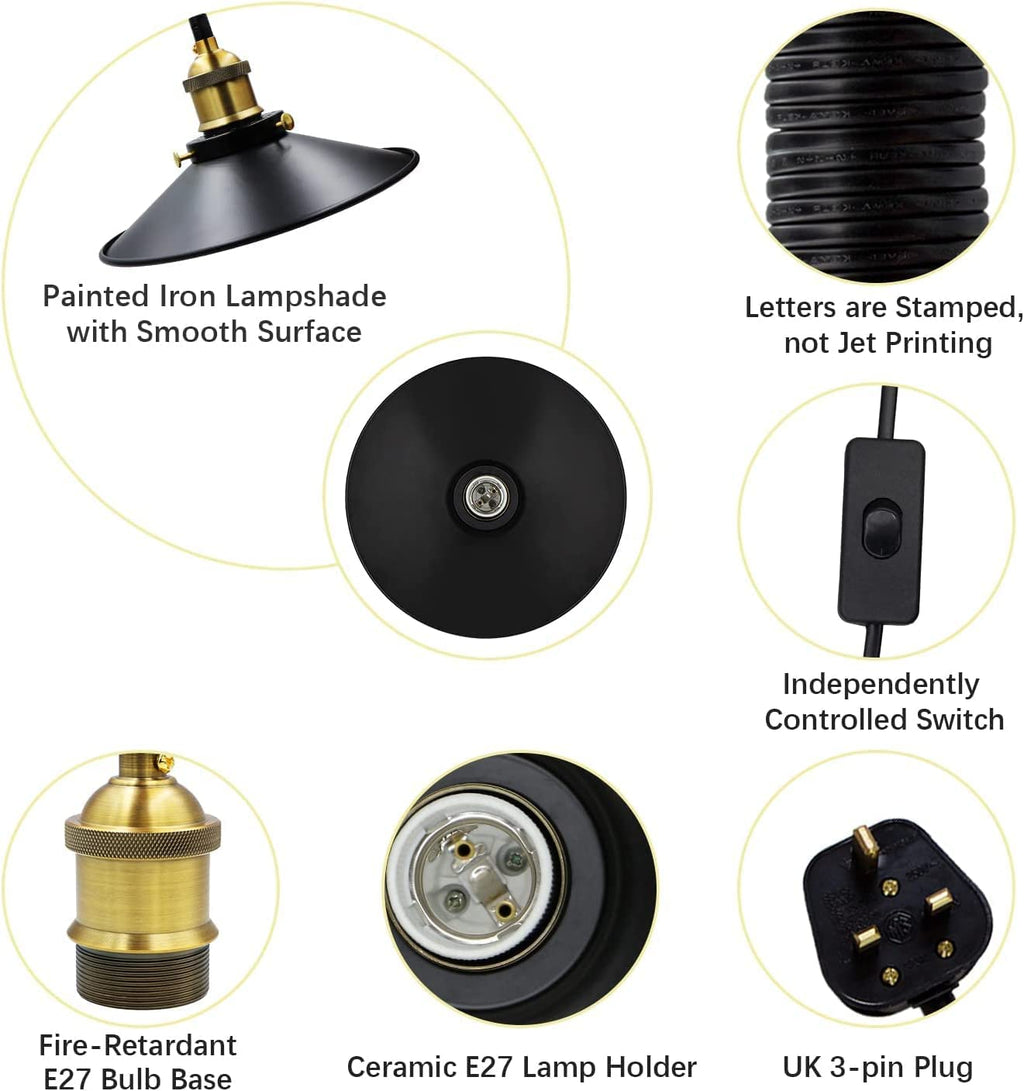 4m Plug in Pendant Lighting Metal ~6217