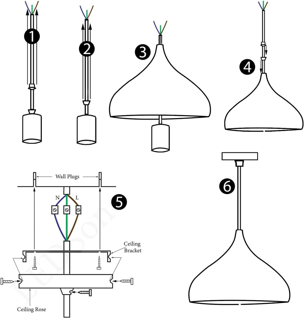 Industrial Vintage Metal Dome Pendant Light Fixture, Dimmable E27 Base Ceiling Lamp