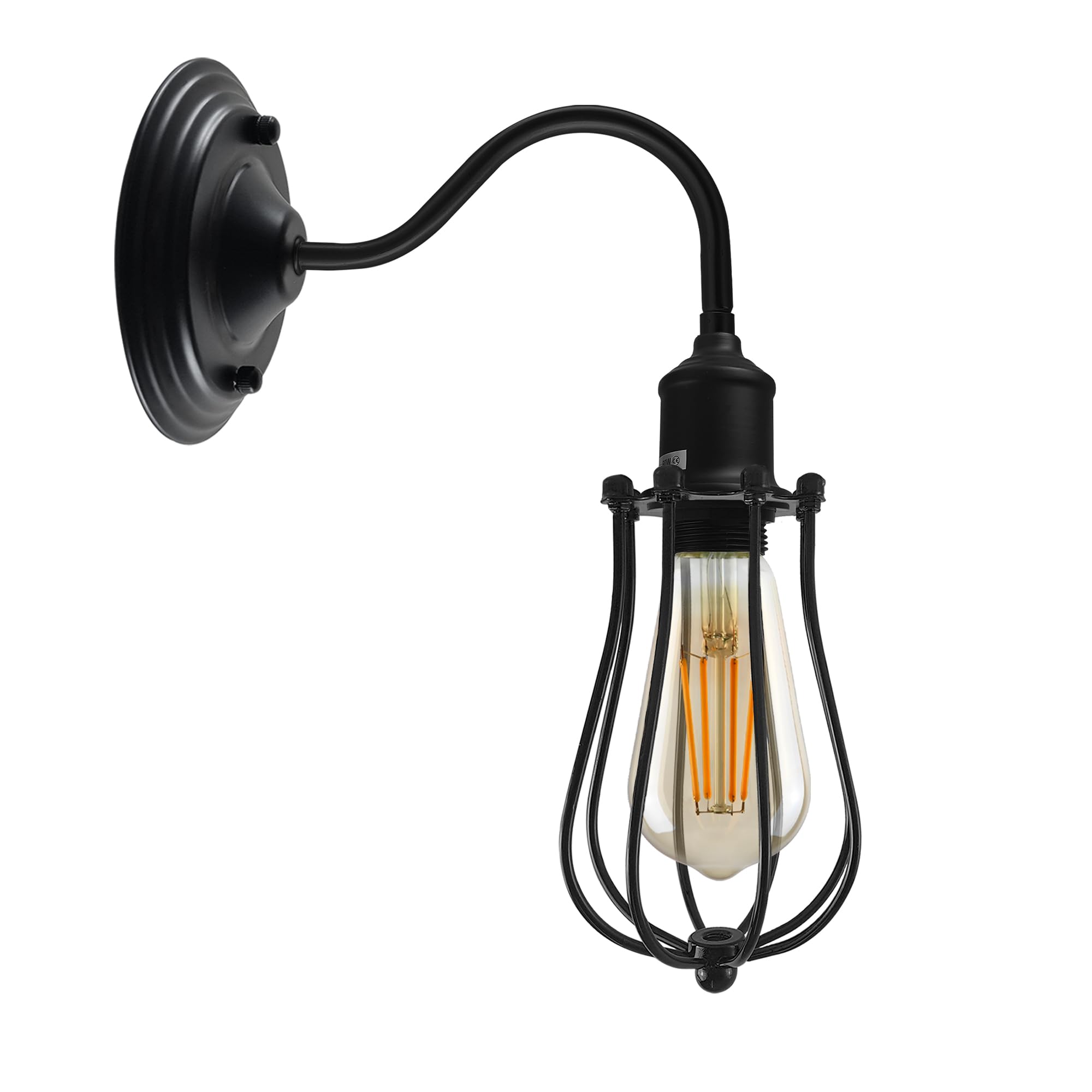 Industrial Vintage Metal Dome Shade Wall Sconce Light with Adjustable Swan Neck