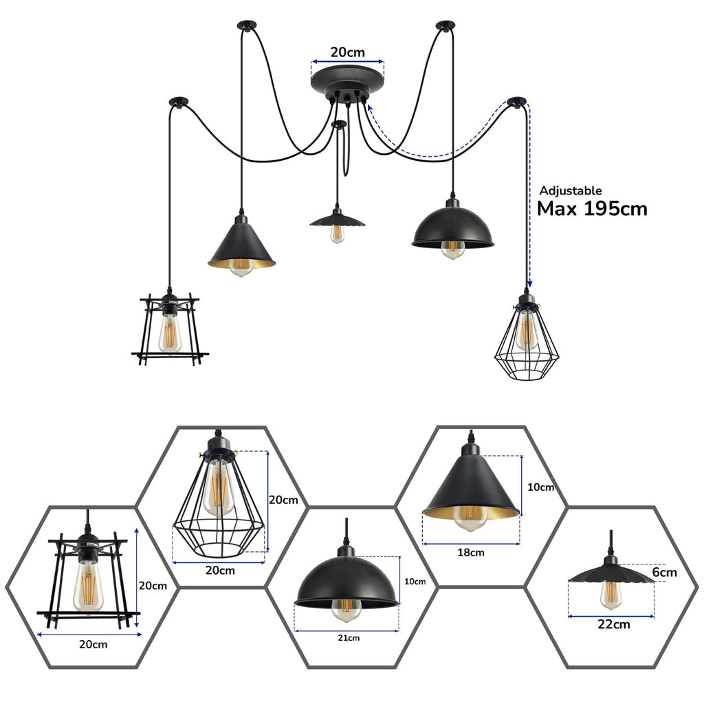 Adjustable Height Metal Cage Pendant Light ~6299