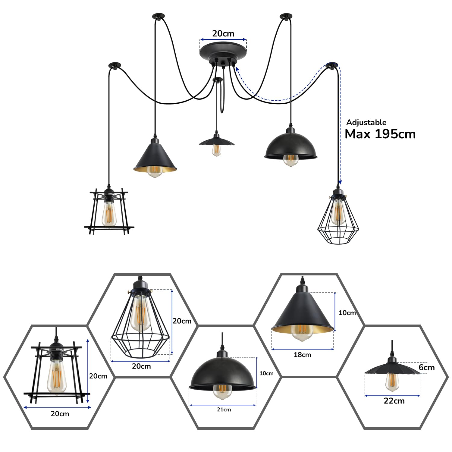 Adjustable Height Metal Cage Pendant Light ~6299