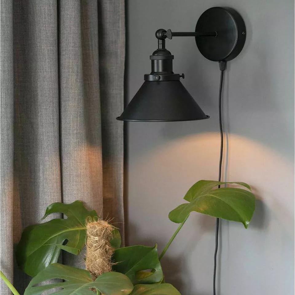 Vintage Industrial Plug-in Wall Light with Dimmer ~6266