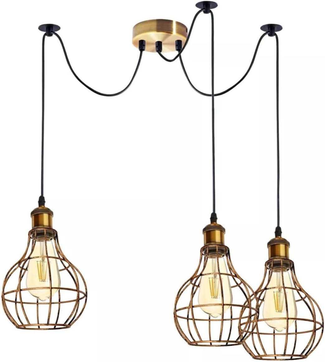 Vintage Industrial Metal Ceiling Pendant Light Fixture with Adjustable Length