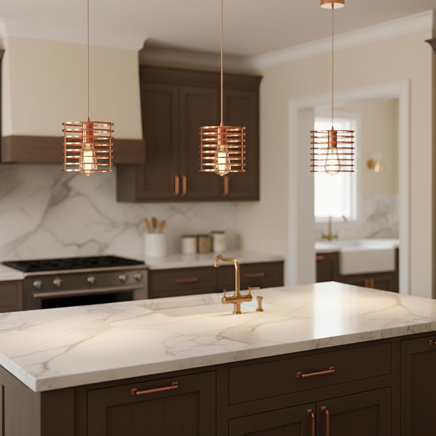 Modern LED Metal Pendant Light Fixture with Adjustable Cord for Kitchens