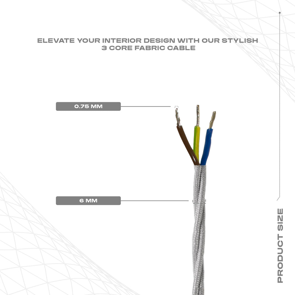 Electrical Cable 3 Core Braided Cord