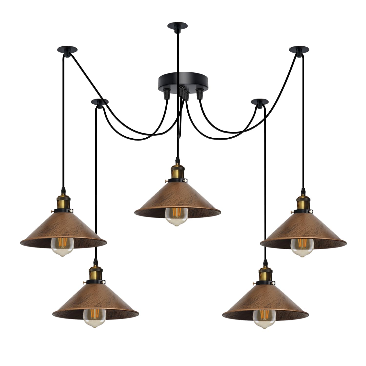 5 Light Spider Pendant Light Height Adjustable Metal~6194