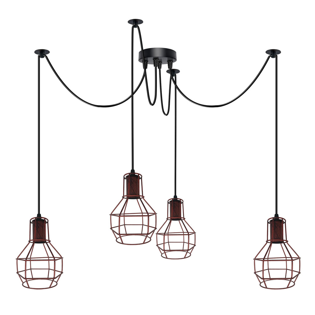 Vintage Industrial Spider Chandelier Pendant Light Kit Metal Cage E27 Ceiling Lamp