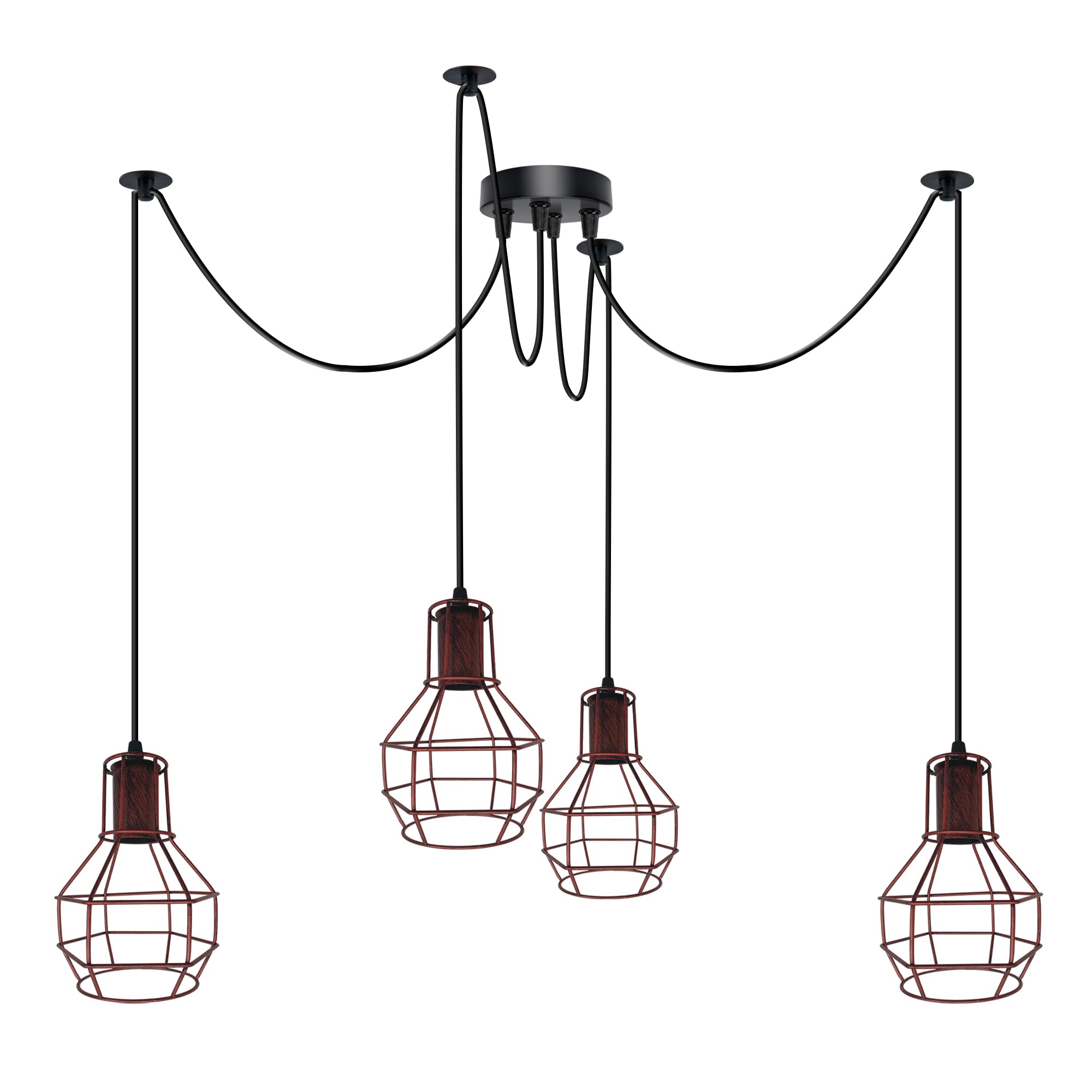 Vintage Industrial Spider Chandelier Pendant Light Kit Metal Cage E27 Ceiling Lamp