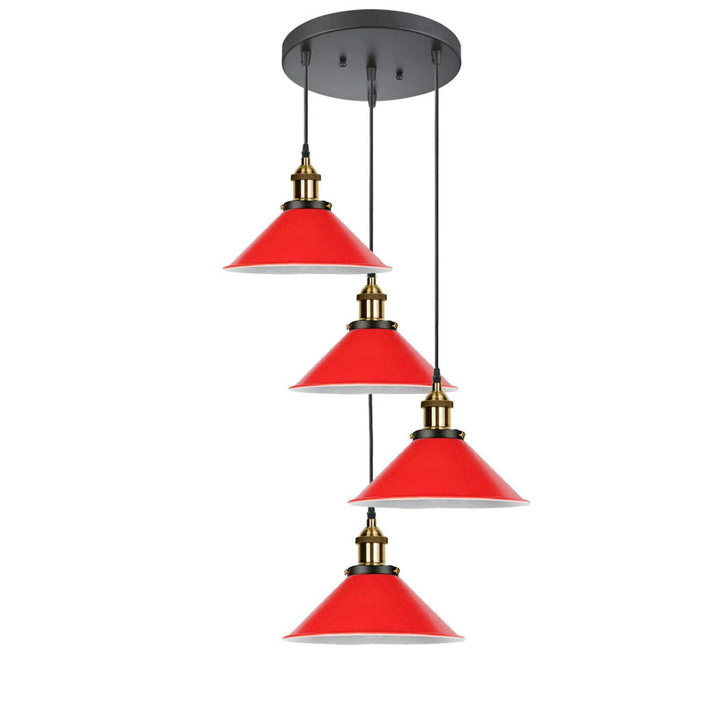 Vintage Industrial Cluster Ceiling Light Fixture with 4 E27 Bulb Holders