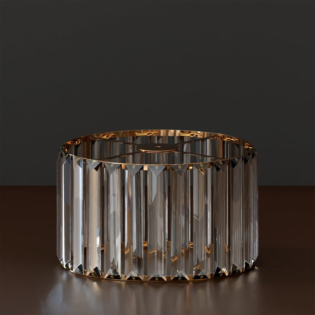Elegant Crystal Glass Drum Ceiling Lamp Shade - Modern Flush Mount Light Fixture