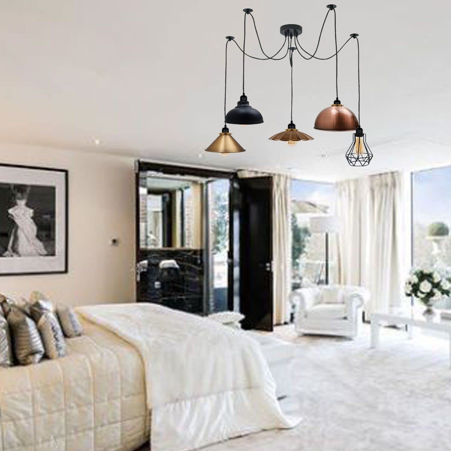 Industrial Vintage 5 Way Ceiling Chandelier Light ~6309