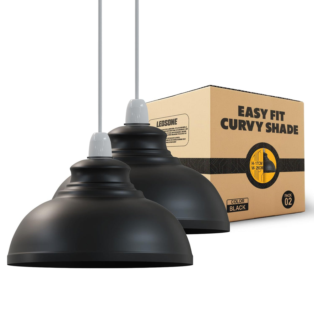 Modern Industrial Curvy Metal Ceiling Lamp Shade Easy Fit Home Decor