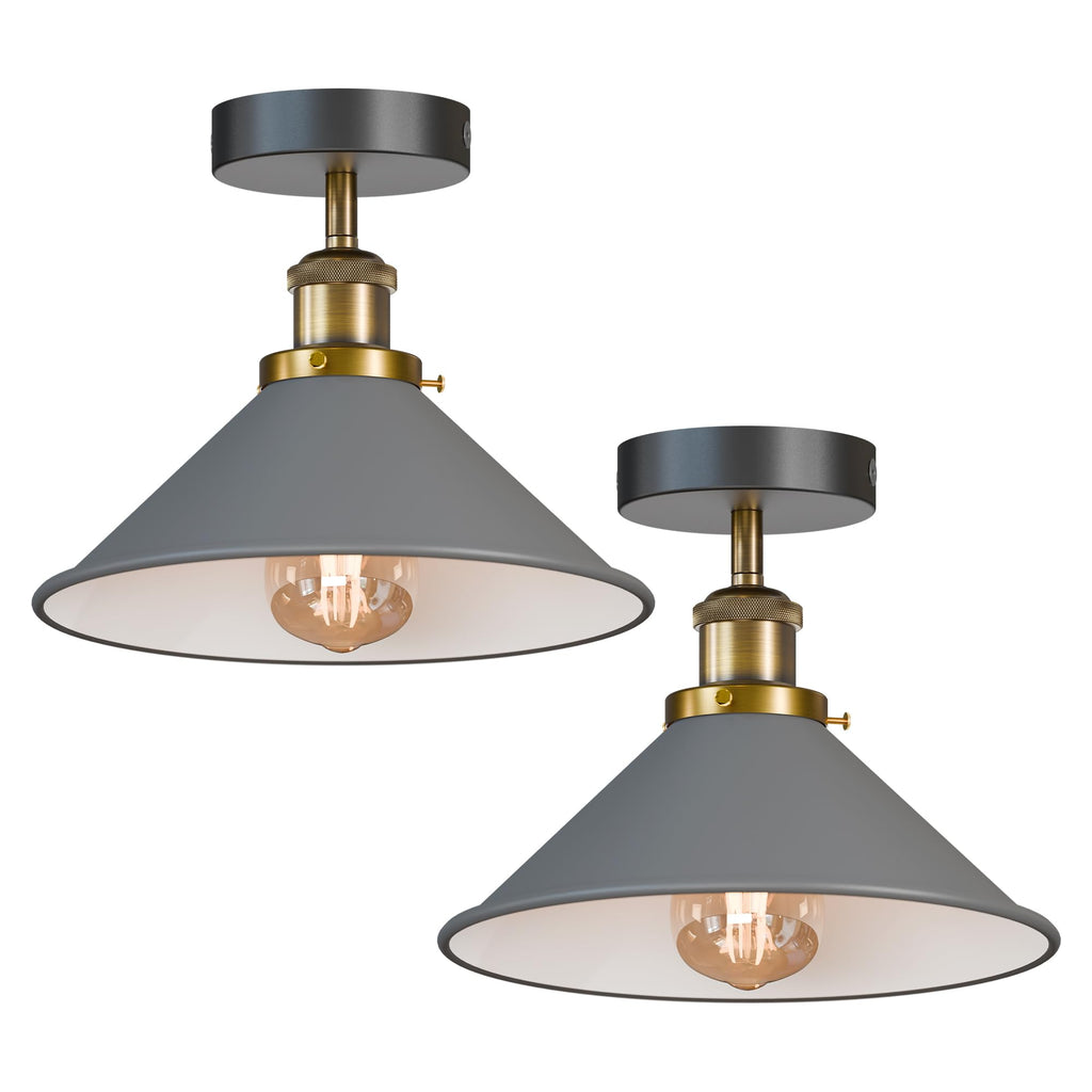 Stylish 2-Pack Modern Semi-Flush Mount Ceiling Lights with Metal Shade