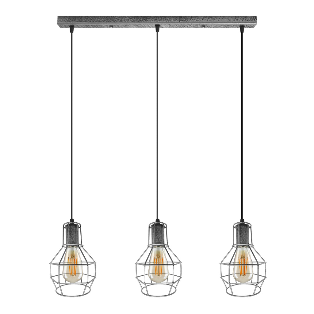 Industrial Metal 3-Head Pendant Light, Adjustable Vintage Ceiling Fixture Lamp