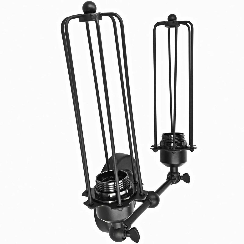 Vintage Industrial Double Wall Sconce Black Metal Cage Light Fixture E27