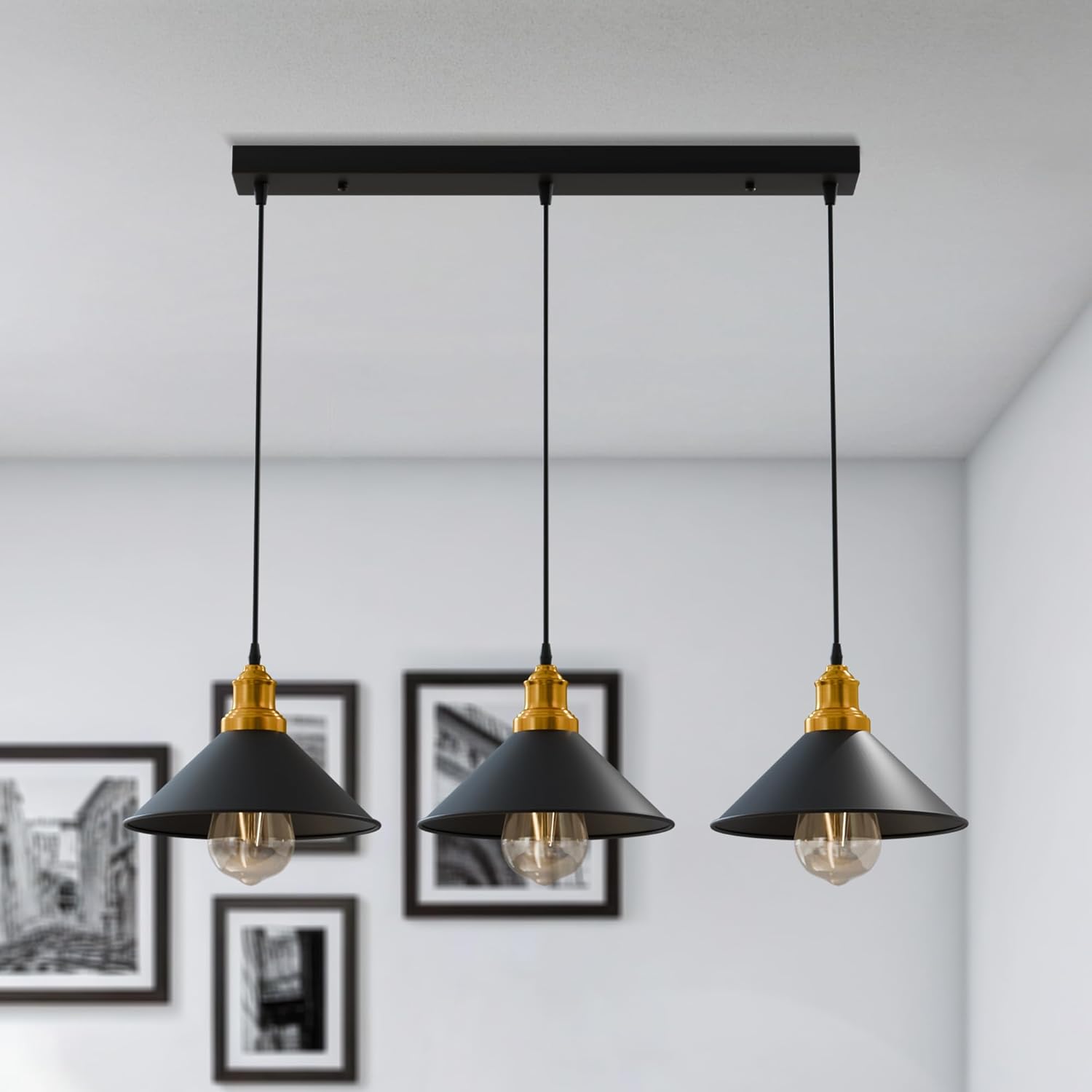 E27 Metaal Hanglamp 3 Lampen In Hoogte Verstelbaar ~6068