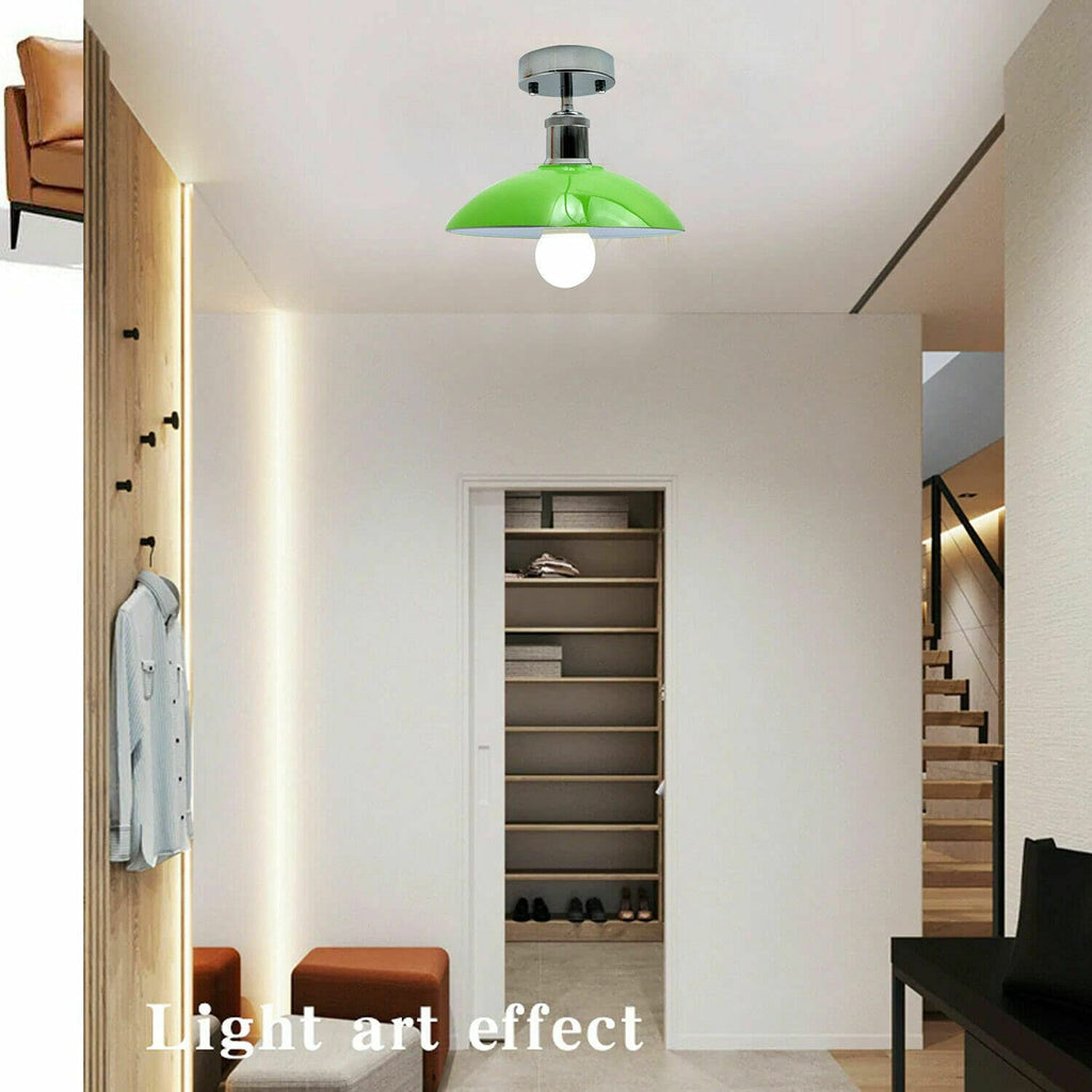 Green Metal Industrial Pendant Light, Modern Farmhouse Ceiling Fixture, E27/E26