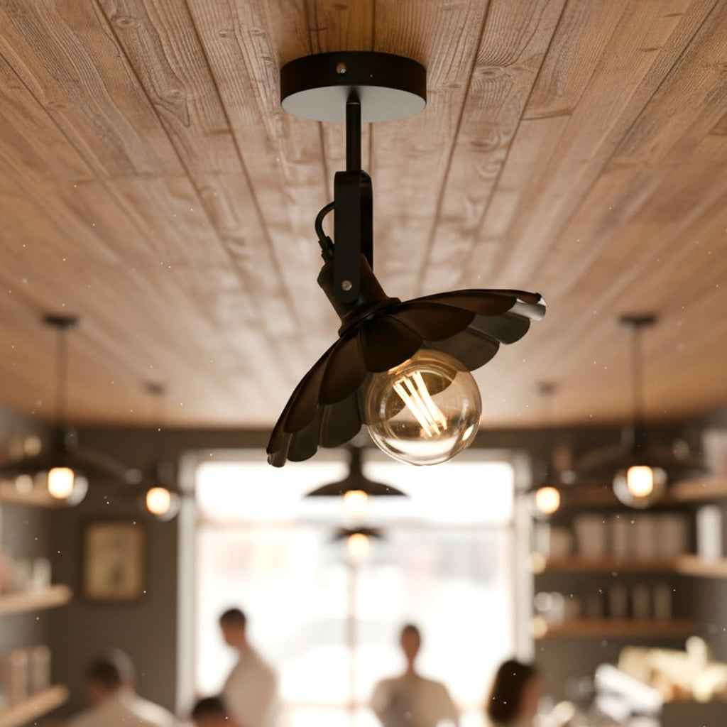 Adjustable Industrial Black Metal Swivel Ceiling Light Fixture for Modern Homes