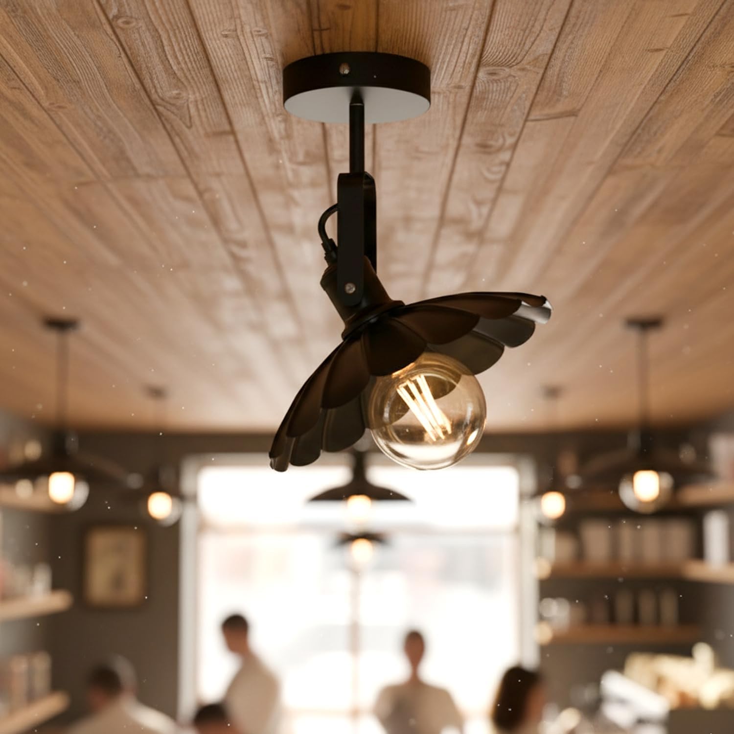 Adjustable Industrial Black Metal Swivel Ceiling Light Fixture for Modern Homes