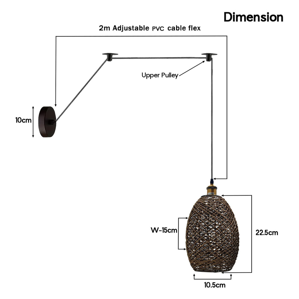 Hand-Woven Natural Bamboo Hemp Ceiling Pendant Light for Rustic Homes