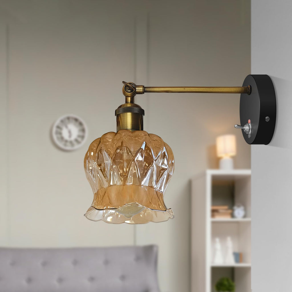 E27 Glass Wall Light With Switch ~6193