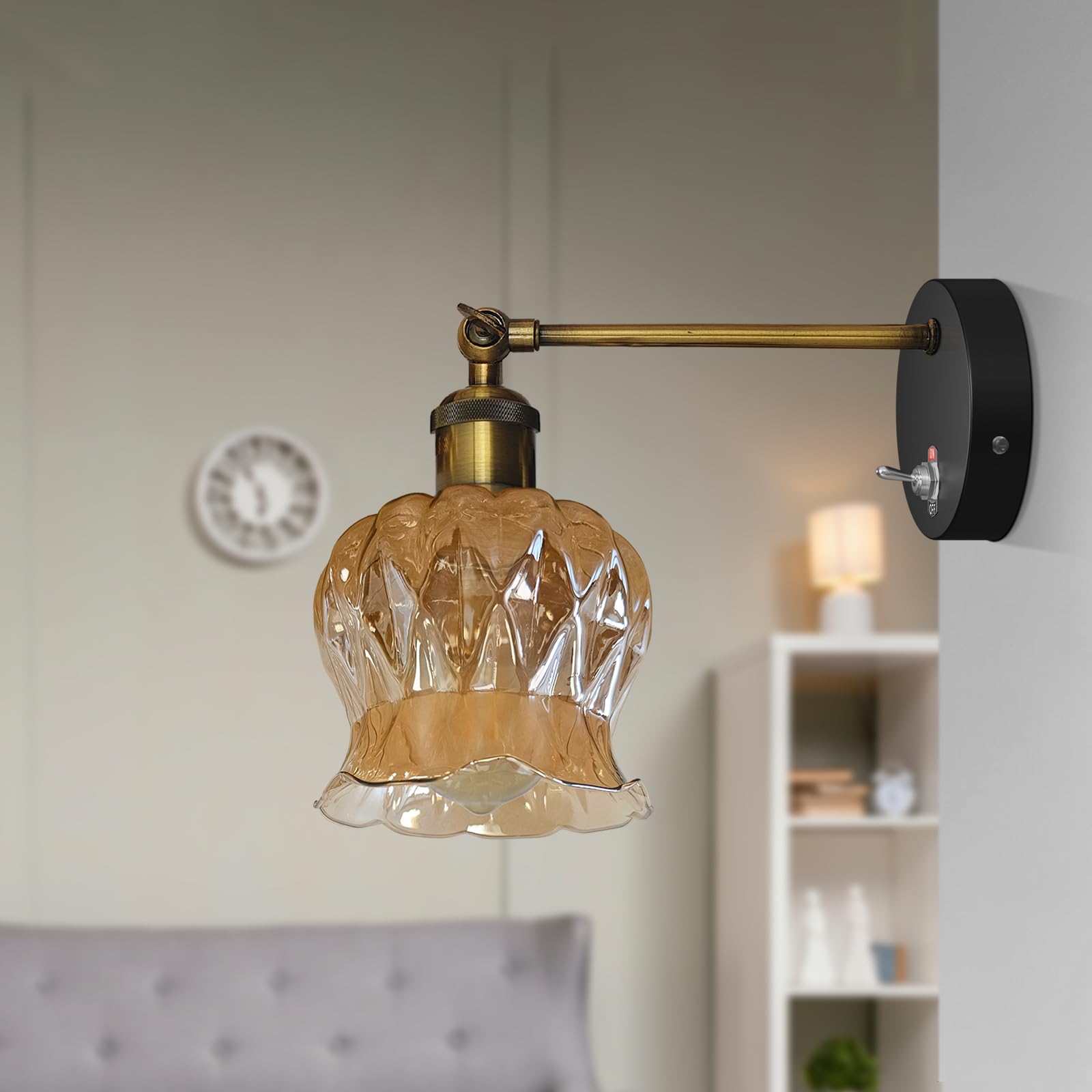 E27 Glass Wall Light With Switch ~6193