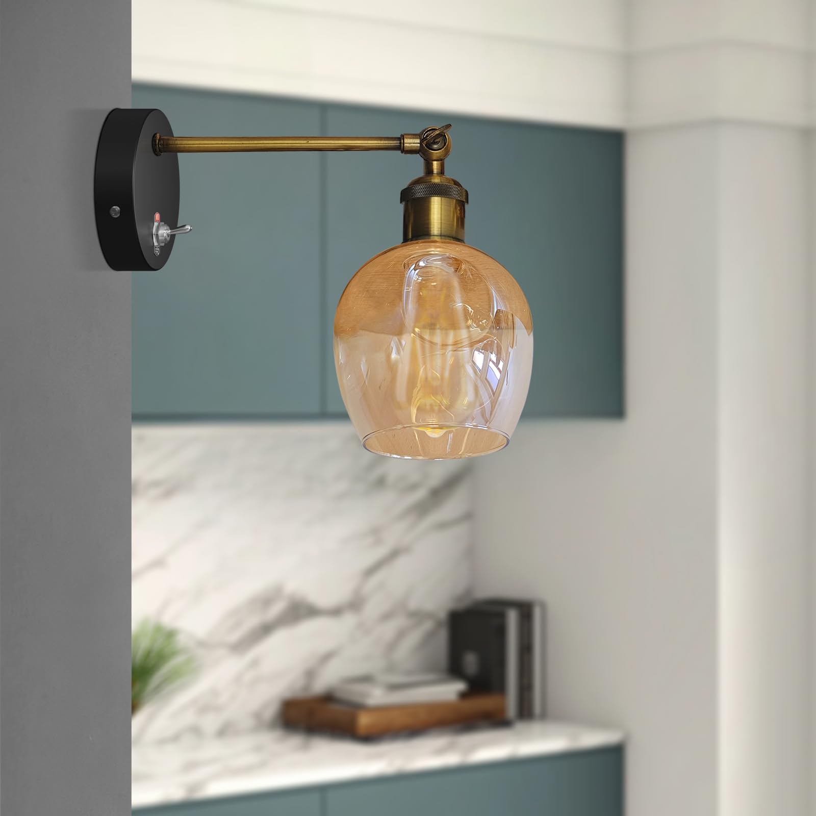E27 Glass Wall Light With Switch ~6193