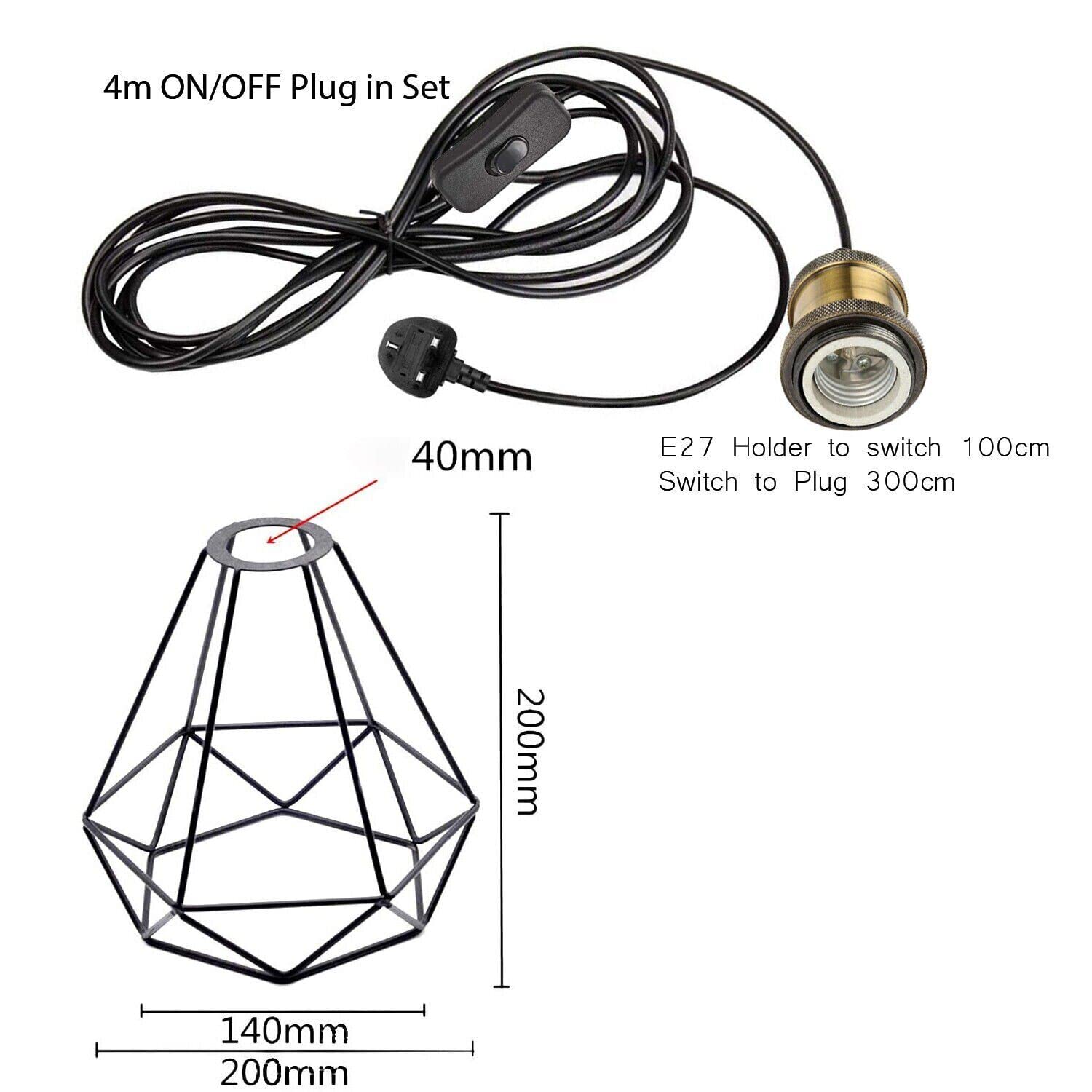 4m Plug in Pendant Light with Switch ~6221