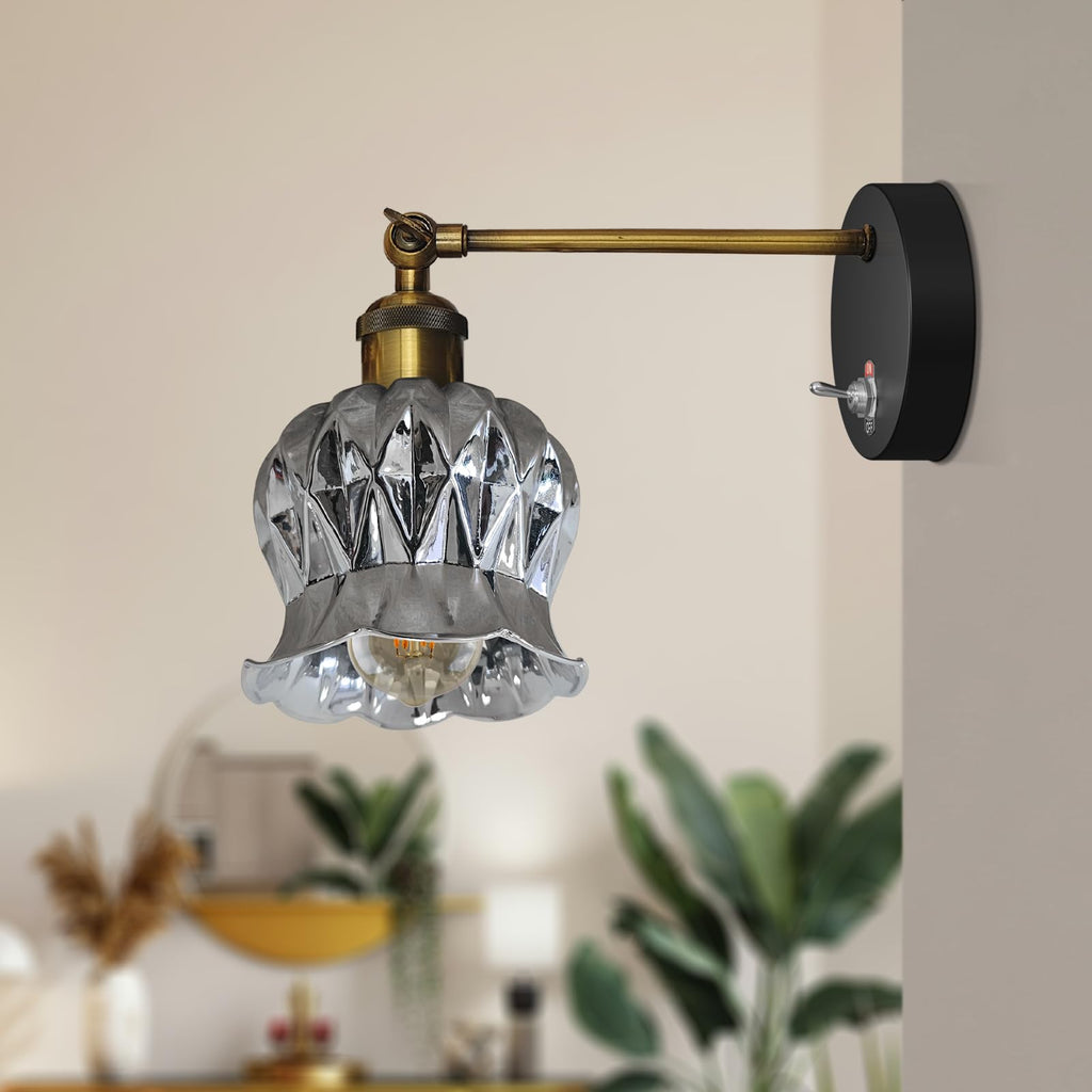 E27 Glass Wall Light With Switch ~6193