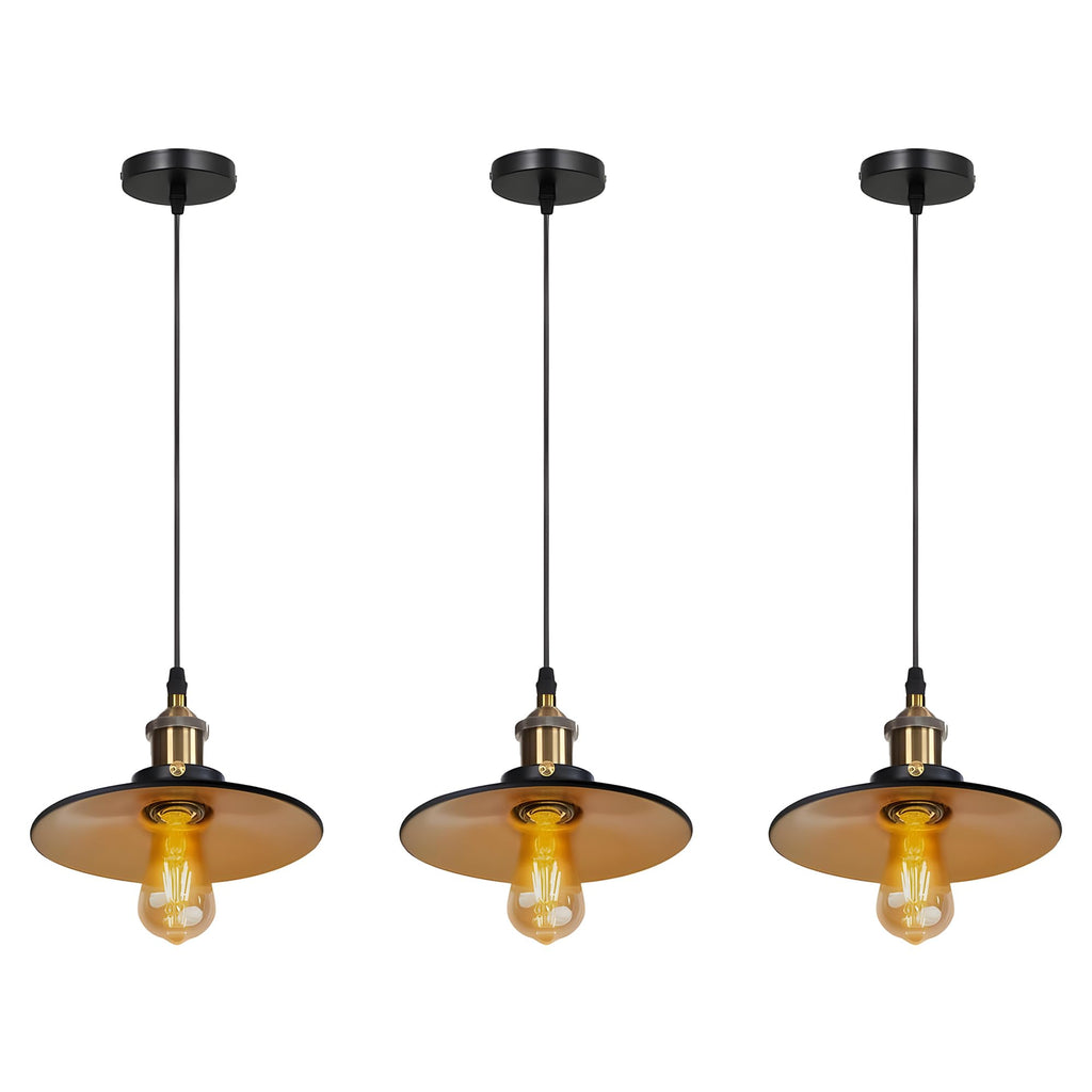 Chic Industrial 3-Pack Metal Pendant Lights, E27 Base, Adjustable Height, Vintage Charm