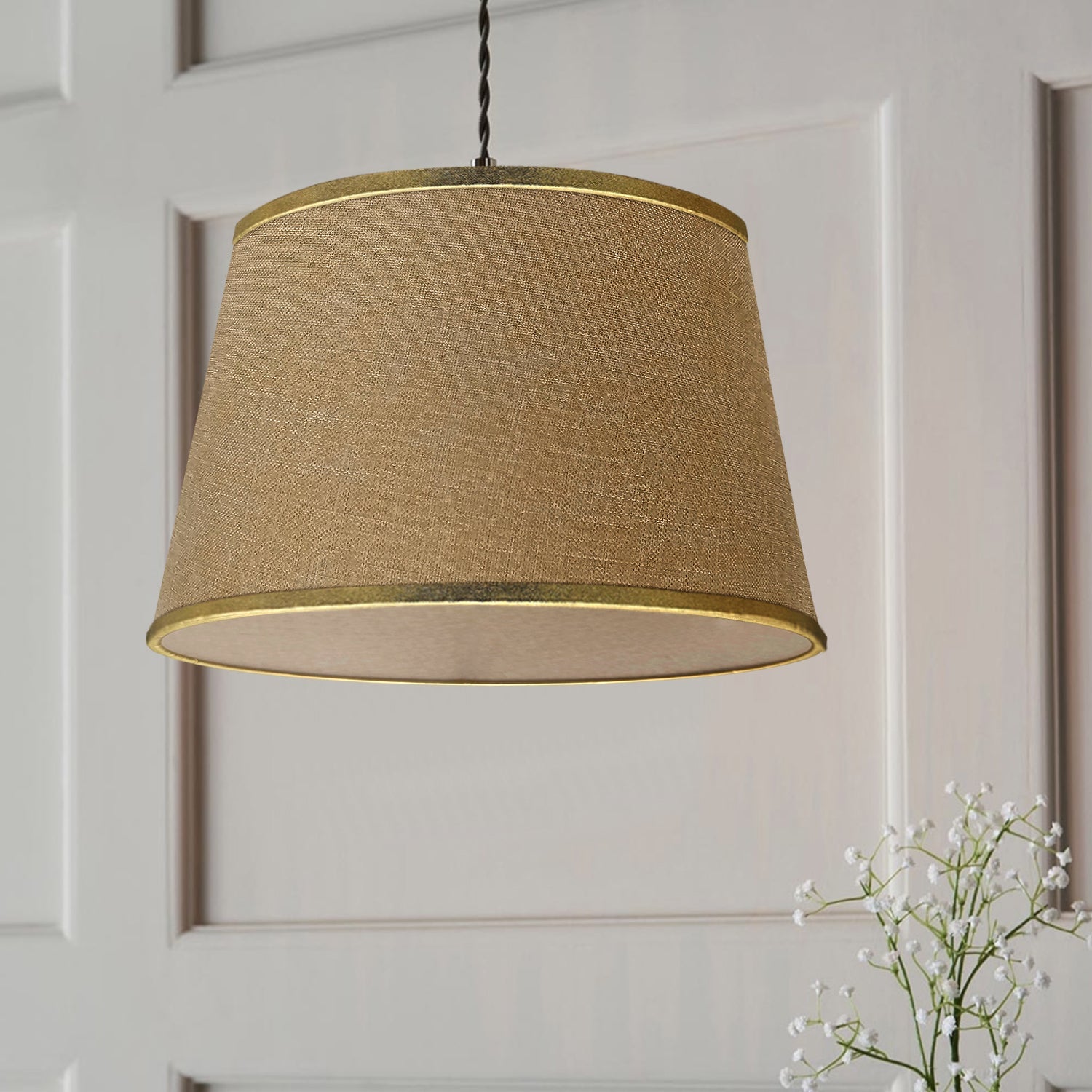 Modern Linen Coolie Ceiling Lampshade for Bedroom & Office - Stylish Lighting