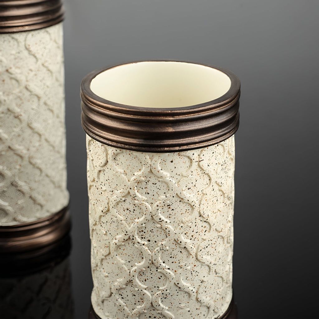 Modern Stone Effect Resin 3-Piece Bathroom Accessory Set for Stylish Homes