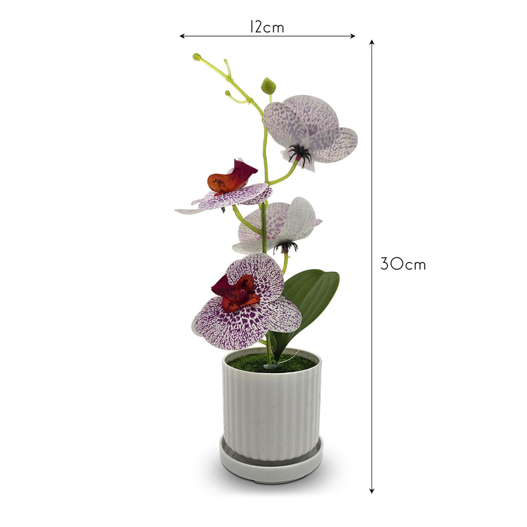 Lifelike Artificial Orchid Flower Arrangement in Elegant Vase for Home Decor