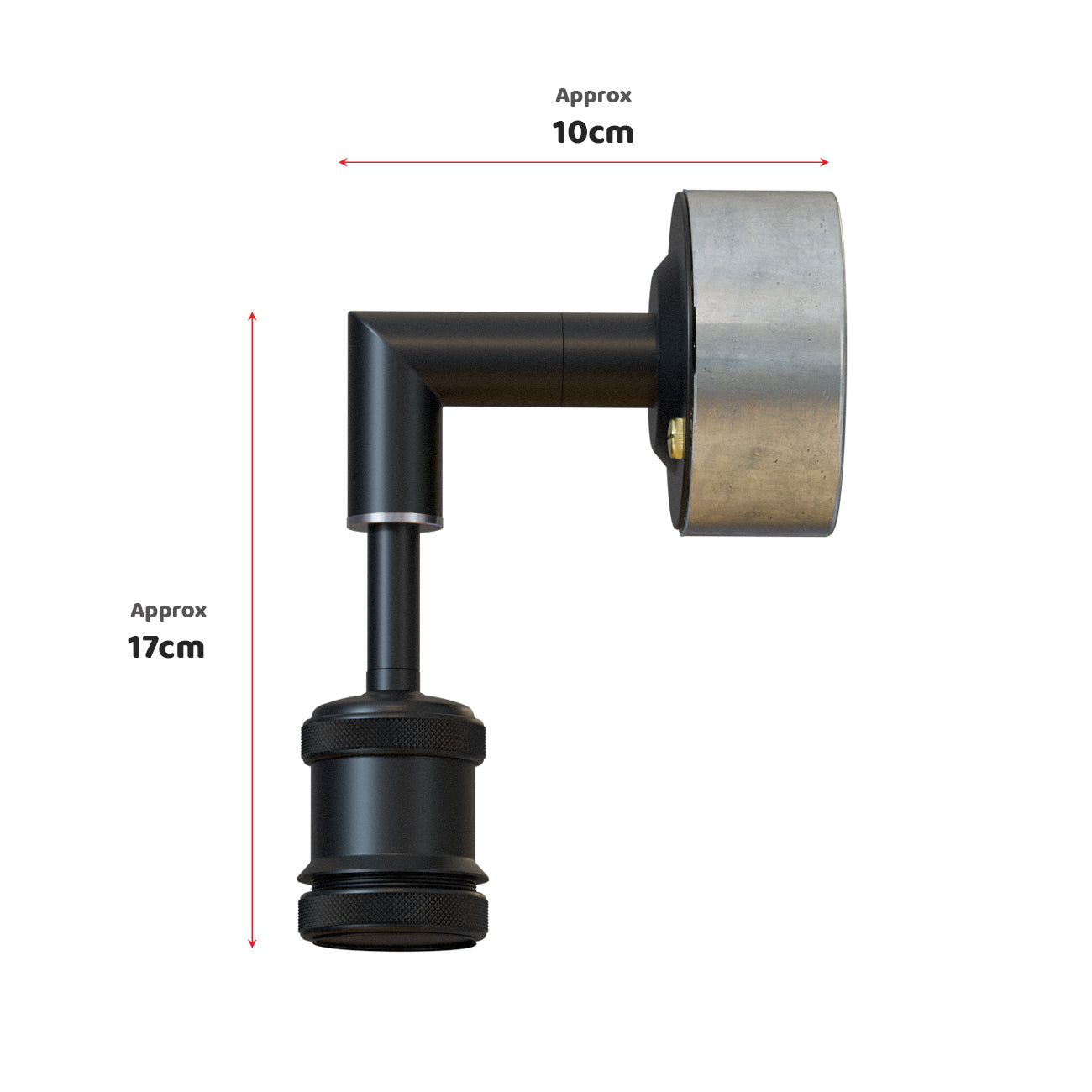 Industrial Black Metal Conduit Pipe Wall Light, Edison E27 Lamp Holder