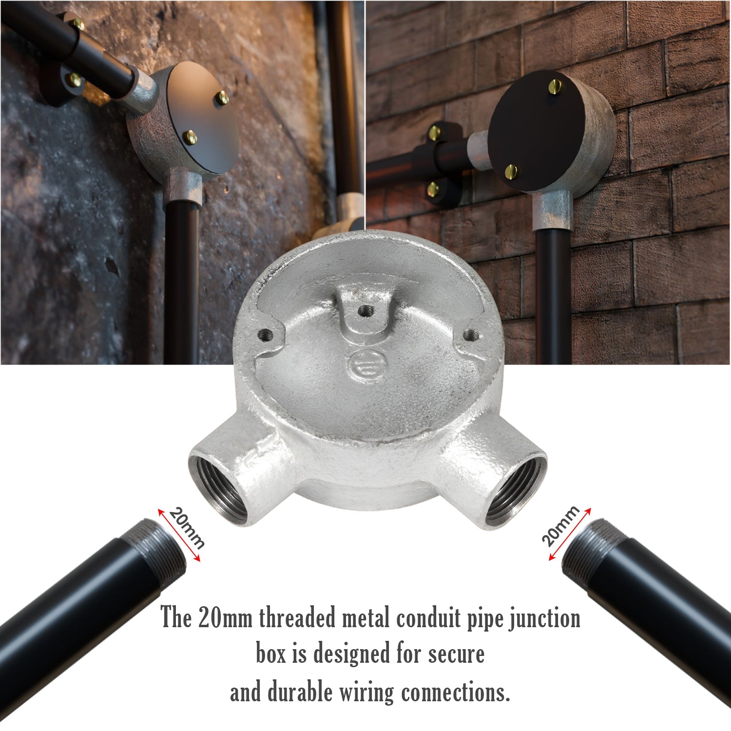 Galvanized Steel Electric Terminal Conduit Lighting Box Fitting, 20mm Thread