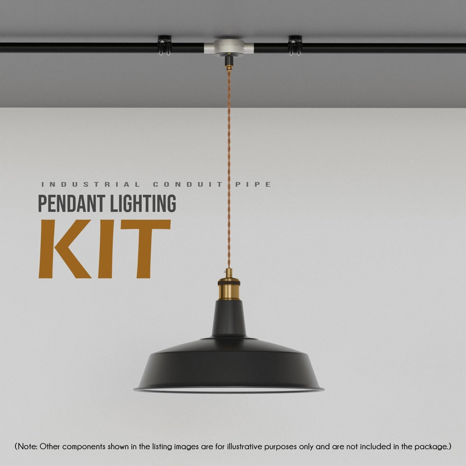 Black Metal Ceiling E27 Conduit Pendant Light Kit -5647