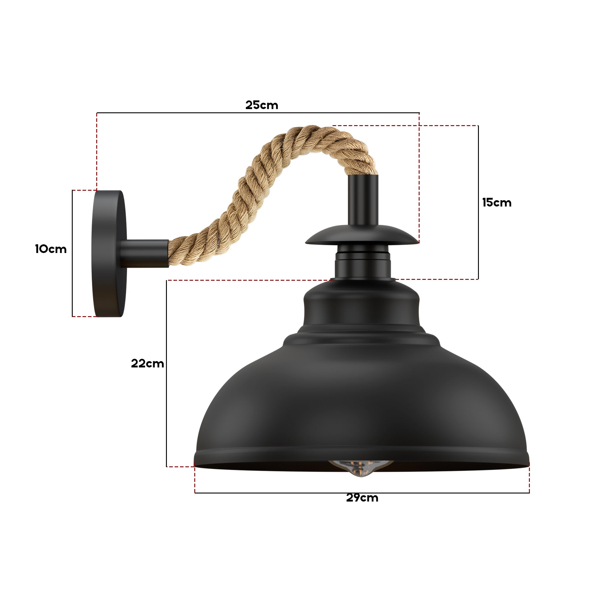 Black Wall Sconce Lighting Rope Fixture ~5700