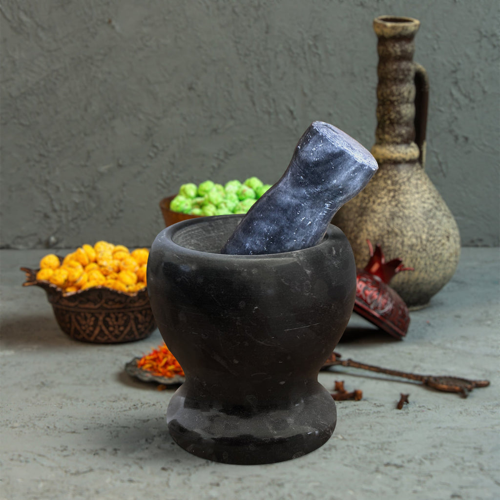 Premium Polished Marble Pestle and Mortar Set, Herb Crusher, Spice Grinder, Guacamole Bowl