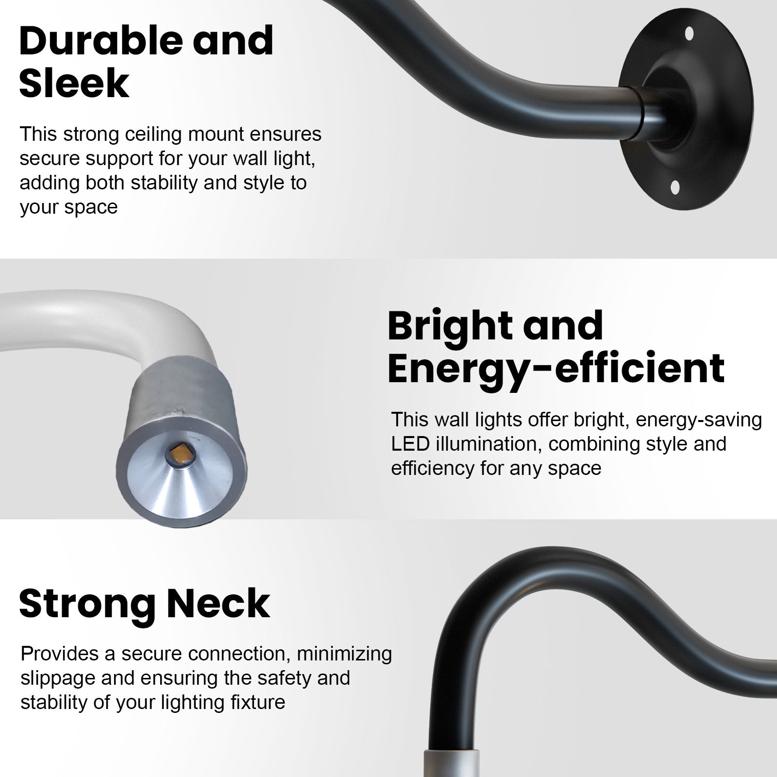 Adjustable Flexible LED Gooseneck Wall Mount Sconce for Bedside Reading