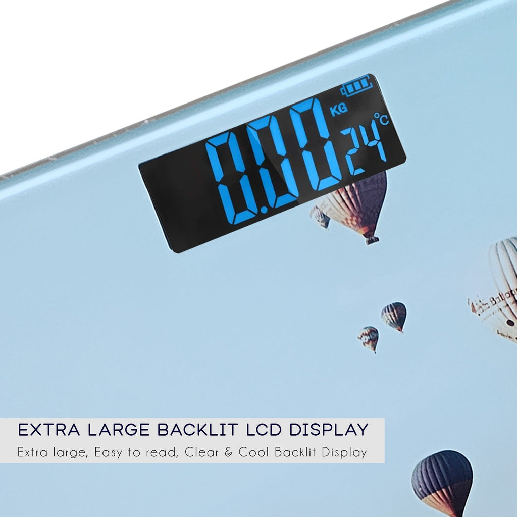 High Precision Digital Bathroom Scale, Stylish Printed Square Design, Accurate Weight