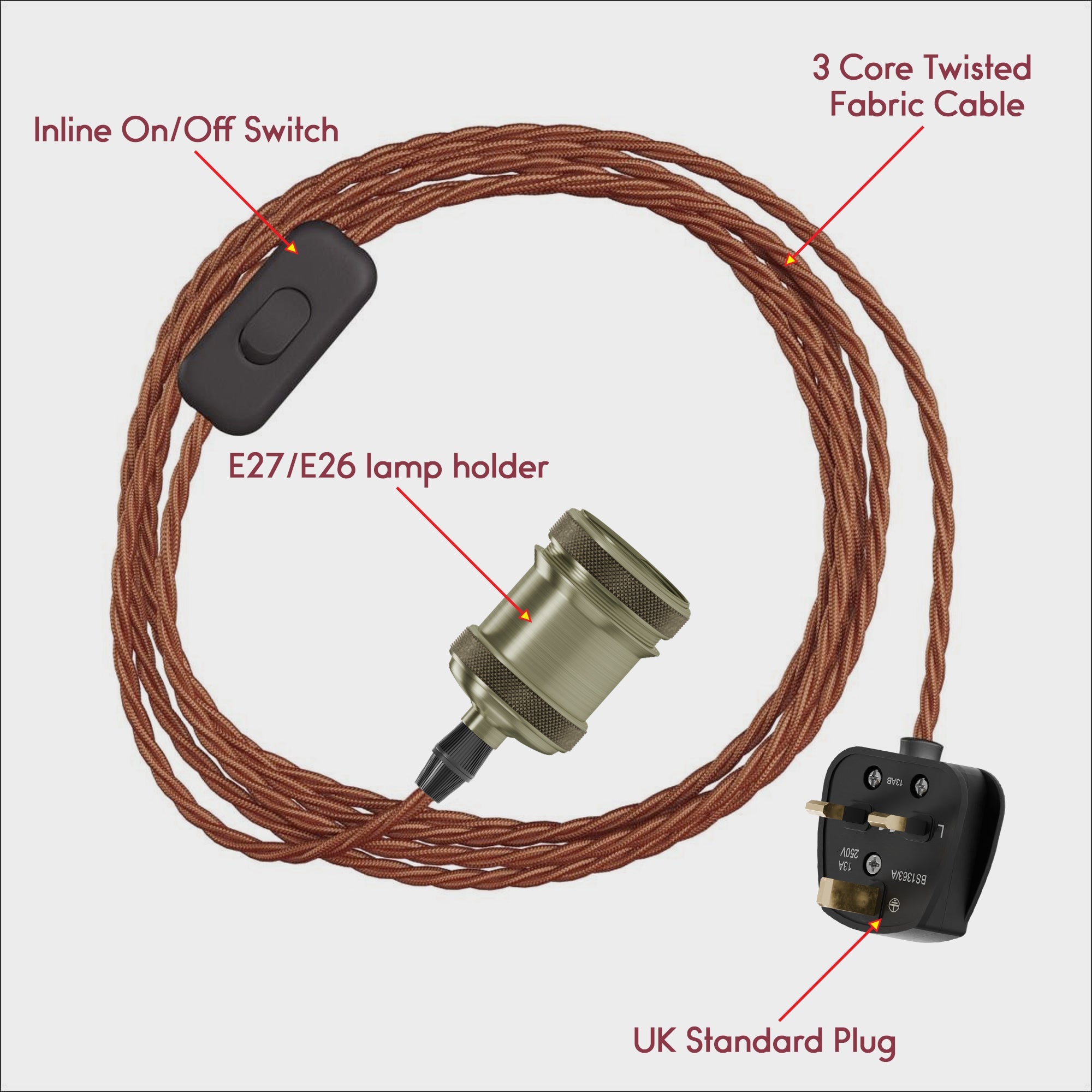 Industrial Conduit Pipe Plug in Metal Shade wall Light Kit Wall-Mounted ~5687
