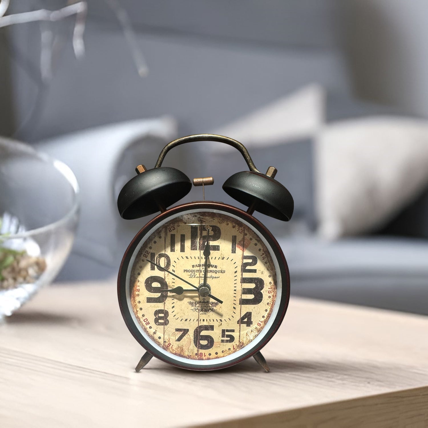 Twin Bell Alarm Clock Retro Battery Operated Bedside Clock-5553