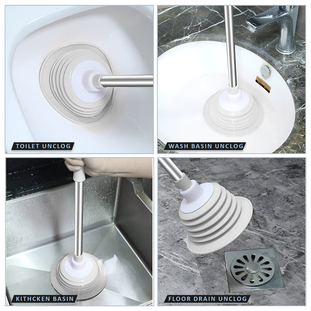 Heavy Duty Bellows Drain Unblocker and Toilet Plunger Tool