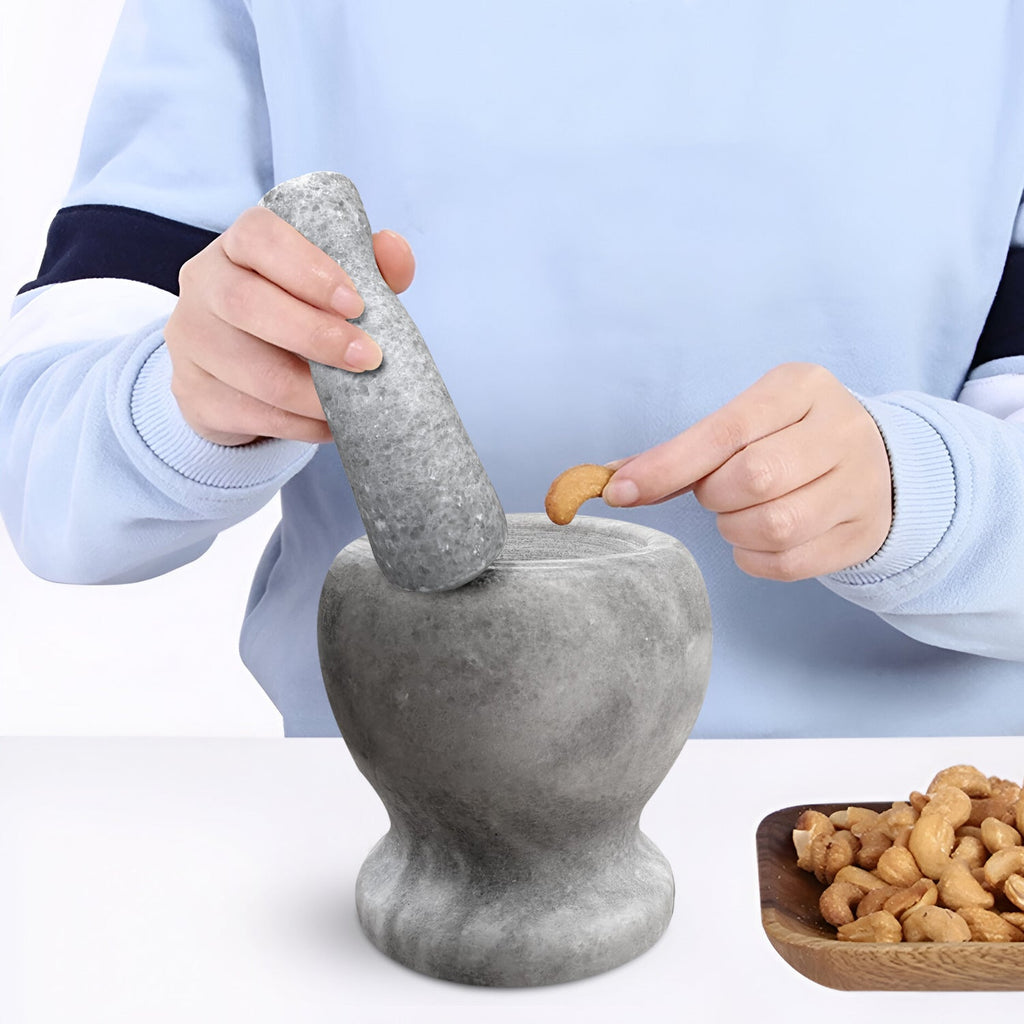Premium Polished Marble Pestle and Mortar Set, Herb Crusher, Spice Grinder, Guacamole Bowl