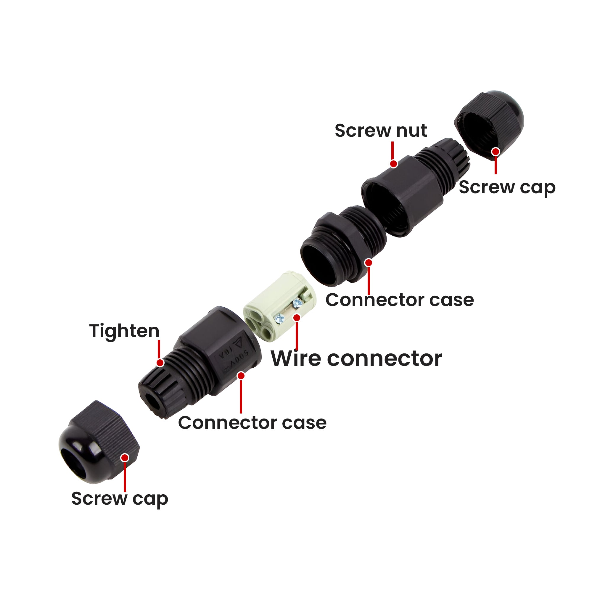 IP68 Waterproof 3-Way Outdoor Electrical Cable Connector Junction Box